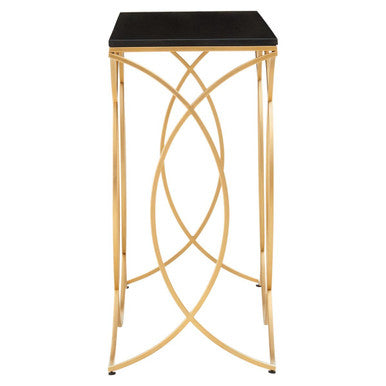 Orsina Kia Black Marble Console Table | Curved Gold Metal Frame