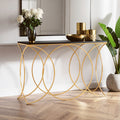Orsina Kia Black Marble Console Table | Curved Gold Metal Frame