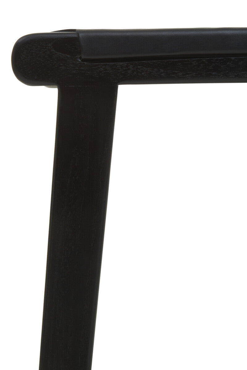 Orsina Kendari Black Leather and Teak Barstool – Modern Kitchen Seating