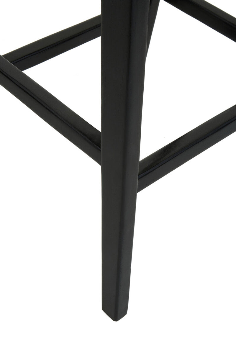 Orsina Kendari Black Leather and Teak Barstool – Modern Kitchen Seating