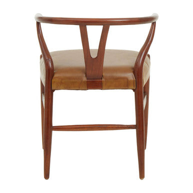Orsina Kendari Tan Leather Wishbone Dining Chair | Teak Wood Frame