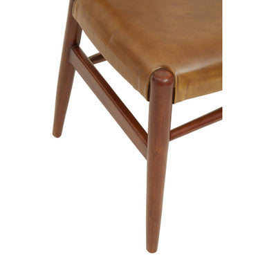 Orsina Kendari Tan Leather Wishbone Dining Chair | Teak Wood Frame