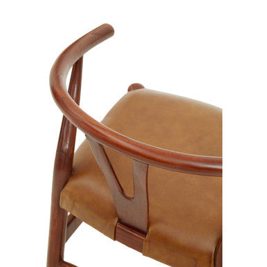 Orsina Kendari Tan Leather Wishbone Dining Chair | Teak Wood Frame