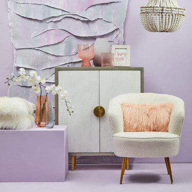 Orsina Sareel Two Door Cabinet – Mango Wood Grey and Cream Sideboard