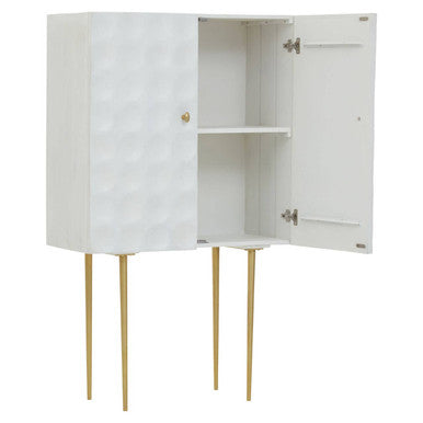 Orsina Satara Cream Art Deco Two Door Cabinet | Solid Mango Wood