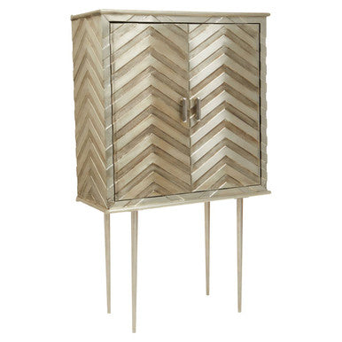 Orsina Sirsa Silver Two Door Cabinet | Mango Wood Chevron Sideboard