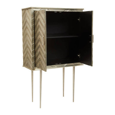 Orsina Sirsa Silver Two Door Cabinet | Mango Wood Chevron Sideboard