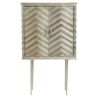 Orsina Sirsa Silver Two Door Cabinet | Mango Wood Chevron Sideboard