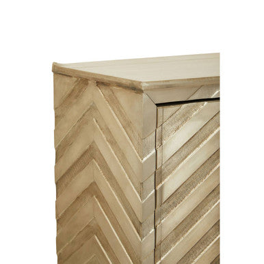 Orsina Sirsa Silver Two Door Cabinet | Mango Wood Chevron Sideboard