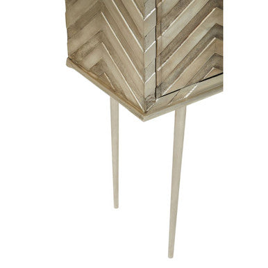 Orsina Sirsa Silver Two Door Cabinet | Mango Wood Chevron Sideboard
