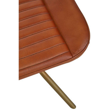 Orsina Buffalo Tan Leather Footstool – Gold Iron Base Ottoman