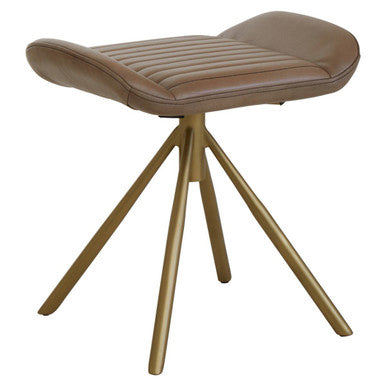 Orsina Buffalo Grey Leather Footstool – Modern Ottoman with Gold Base