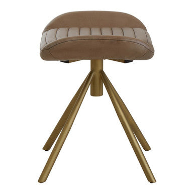 Orsina Buffalo Grey Leather Footstool – Modern Ottoman with Gold Base