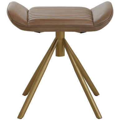 Orsina Buffalo Grey Leather Footstool – Modern Ottoman with Gold Base