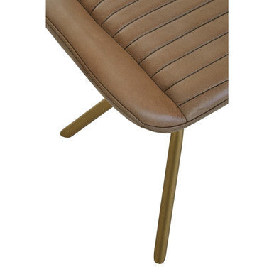 Orsina Buffalo Grey Leather Footstool – Modern Ottoman with Gold Base
