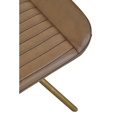Orsina Buffalo Grey Leather Footstool – Modern Ottoman with Gold Base