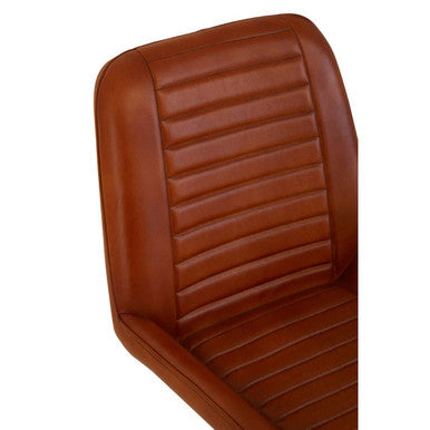 Orsina Buffalo Tan Leather Accent Chair with Pleated Gold Legs