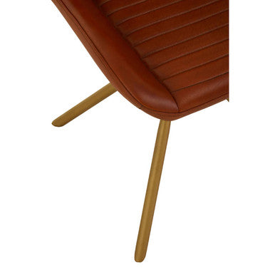 Orsina Buffalo Tan Leather Accent Chair with Pleated Gold Legs