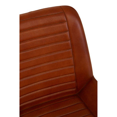 Orsina Buffalo Tan Leather Accent Chair with Pleated Gold Legs