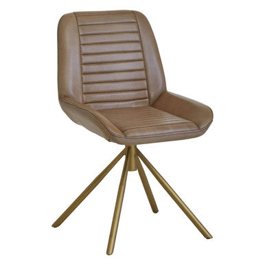 Orsina Buffalo Grey Leather Accent Chair with Gold Legs | Modern Seating