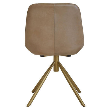 Orsina Buffalo Grey Leather Accent Chair with Gold Legs | Modern Seating