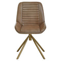 Orsina Buffalo Grey Leather Accent Chair with Gold Legs | Modern Seating