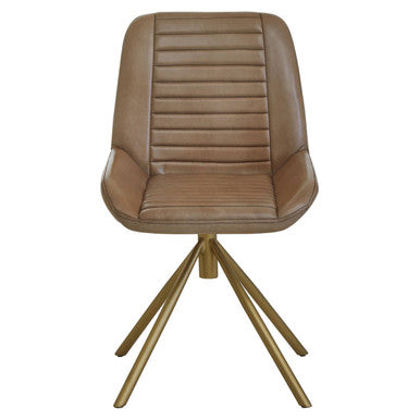 Orsina Buffalo Grey Leather Accent Chair with Gold Legs | Modern Seating