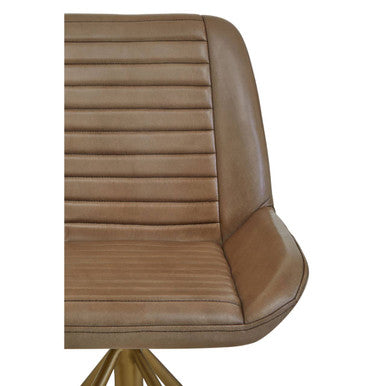 Orsina Buffalo Grey Leather Accent Chair with Gold Legs | Modern Seating