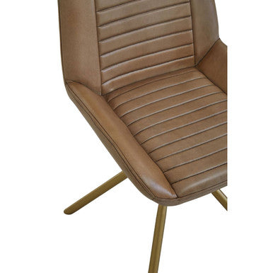 Orsina Buffalo Grey Leather Accent Chair with Gold Legs | Modern Seating
