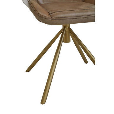 Orsina Buffalo Grey Leather Accent Chair with Gold Legs | Modern Seating