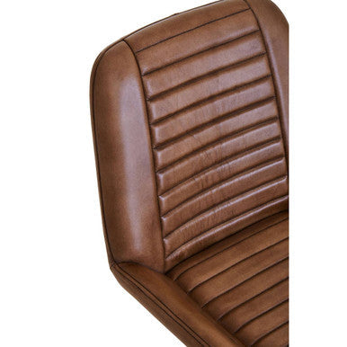 Orsina Buffalo Brown Leather Accent Chair with Gold Legs | Modern Armchair