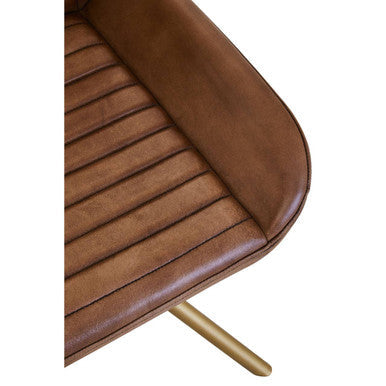 Orsina Buffalo Brown Leather Accent Chair with Gold Legs | Modern Armchair
