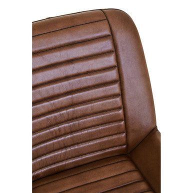 Orsina Buffalo Brown Leather Accent Chair with Gold Legs | Modern Armchair