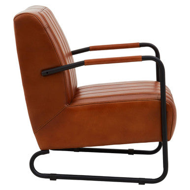 Orsina Buffalo Tan Leather Armchair – Mid-Century Modern Accent Chair