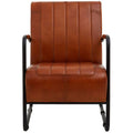 Orsina Buffalo Tan Leather Armchair – Mid-Century Modern Accent Chair