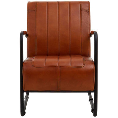 Orsina Buffalo Tan Leather Armchair – Mid-Century Modern Accent Chair