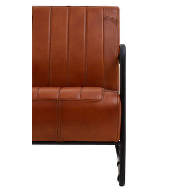 Orsina Buffalo Tan Leather Armchair – Mid-Century Modern Accent Chair