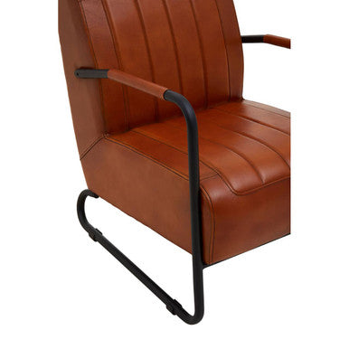 Orsina Buffalo Tan Leather Armchair – Mid-Century Modern Accent Chair