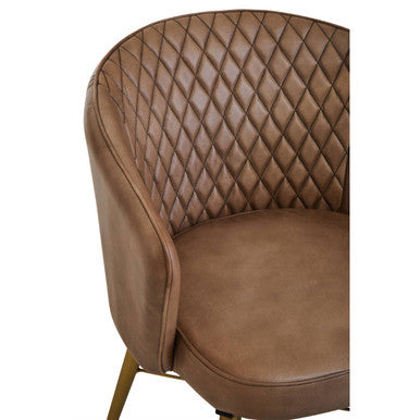 Orsina Buffalo Grey Leather Accent Chair | Tufted Back & Gold Legs