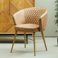 Orsina Buffalo Grey Leather Accent Chair | Tufted Back & Gold Legs