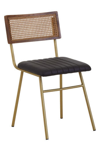 Orsina Buffalo Black Leather Dining Chair | Modern Channel Detailing