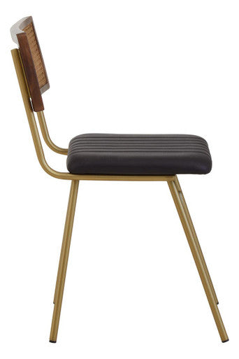 Orsina Buffalo Black Leather Dining Chair | Modern Channel Detailing