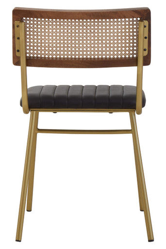 Orsina Buffalo Black Leather Dining Chair | Modern Channel Detailing