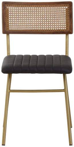 Orsina Buffalo Black Leather Dining Chair | Modern Channel Detailing