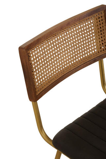 Orsina Buffalo Black Leather Dining Chair | Modern Channel Detailing