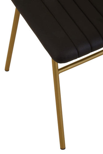 Orsina Buffalo Black Leather Dining Chair | Modern Channel Detailing