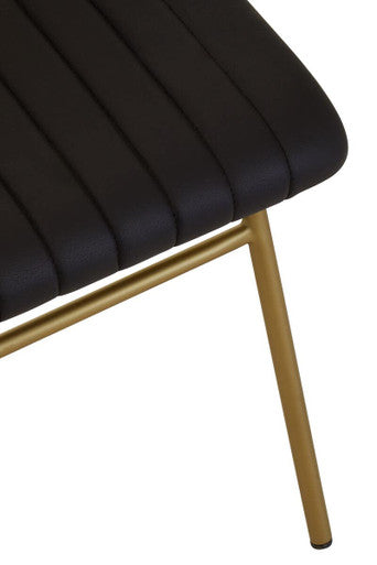 Orsina Buffalo Black Leather Dining Chair | Modern Channel Detailing