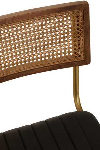 Orsina Buffalo Black Leather Dining Chair | Modern Channel Detailing