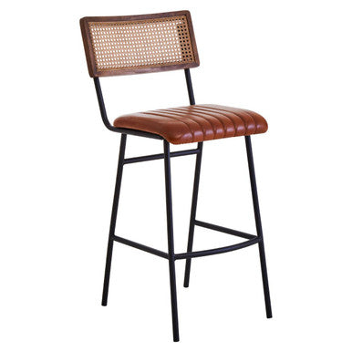 Orsina Buffalo Tan Leather Bar Chair | Modern Kitchen Island Stool