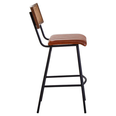 Orsina Buffalo Tan Leather Bar Chair | Modern Kitchen Island Stool